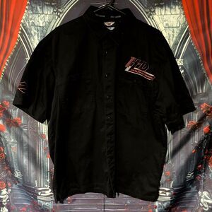 Harley-Davidson Button-Up Shirt Mens XL Black Cotton Short Sleeve Biker Workwear